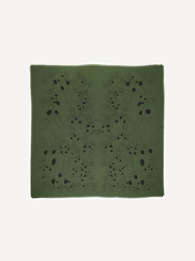 Peace silk scarf Forest Green